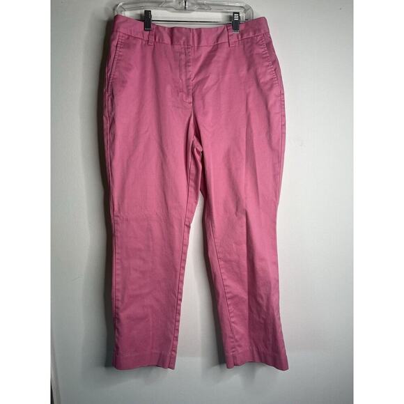 Lands End Chino Mid Rise Straight Leg Pants Size 10 Bright Pink Casual - Picture 1 of 10
